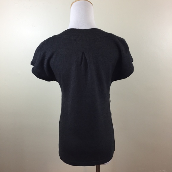 OLIVE DES OLIVE Black Wool Blend Pockets Short Sleeve Pockets Knit Sweater - Picture 6 of 8